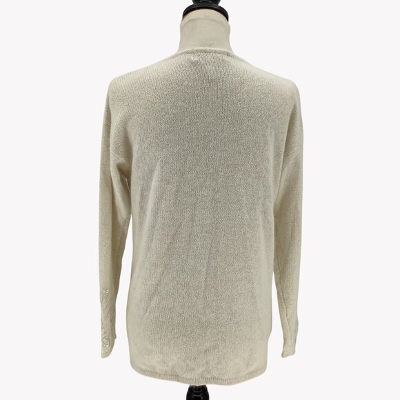 Rebecca Stone Ivory Cardigan Sweater Floral Beading & Button Closure Womens M - Picture 3 of 6